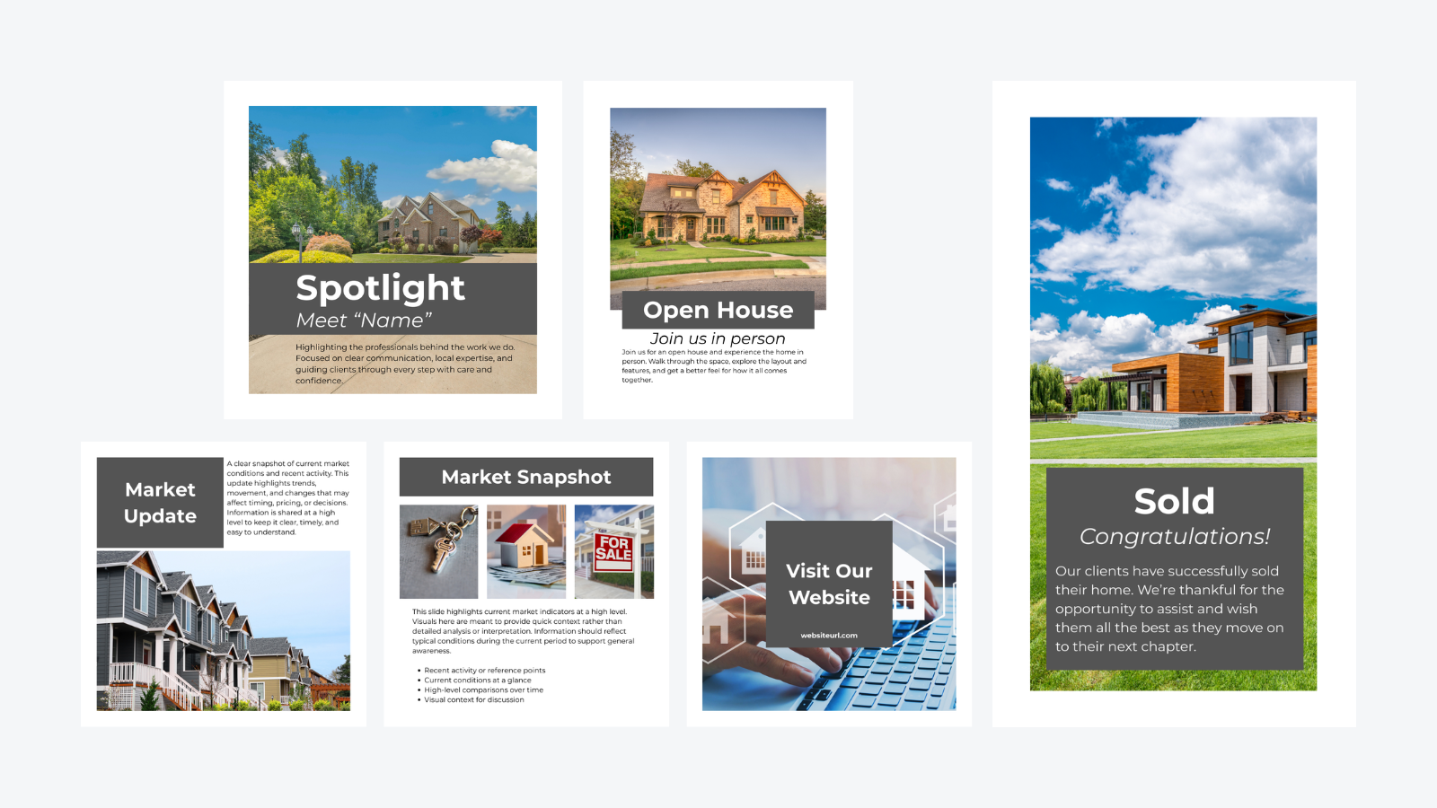 Real Estate system example — social formats